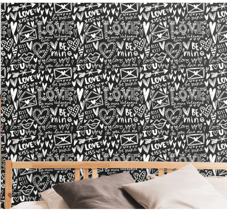 Papier peint texte gribouillage de la saint-valentin - TenStickers