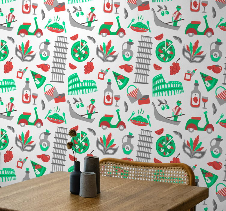 Papier peint ville aventure culinaire italienne - TenStickers
