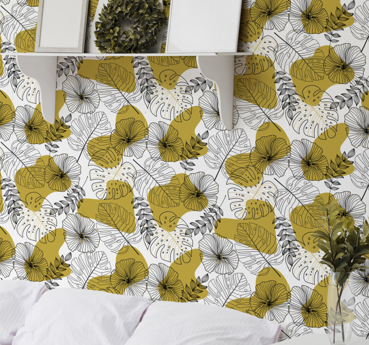 Papier peint feuilles motif monstera - TenStickers