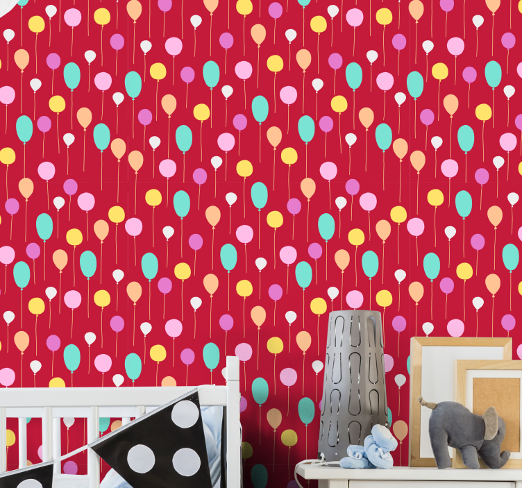 Papier peint vintage thème de fête avec ballons - TenStickers