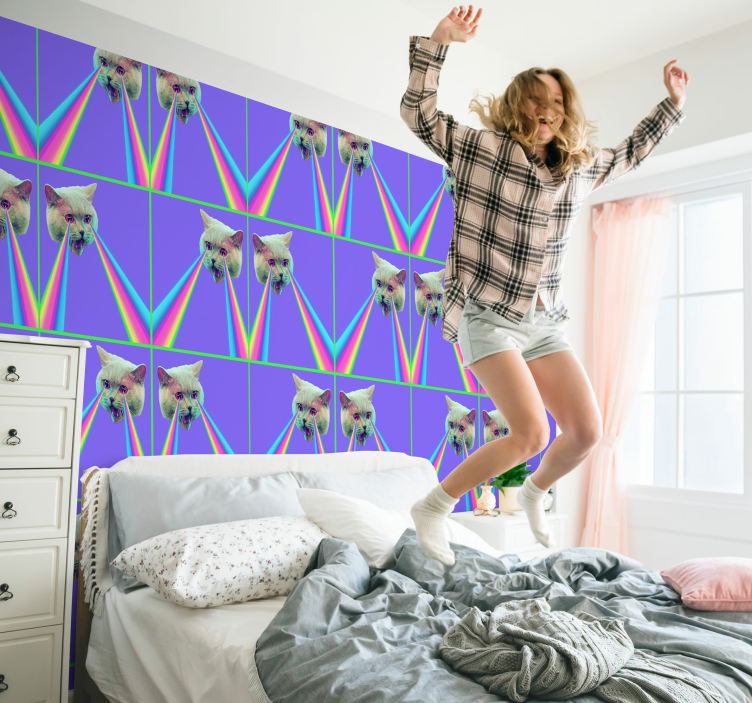 Papier peint chats Chat laser à ondes de vapeur - TenStickers